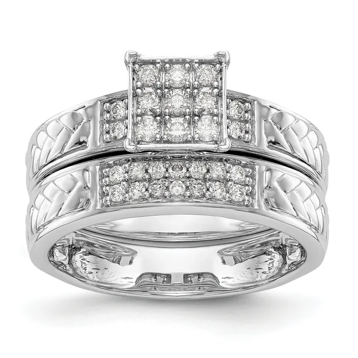 Goldia Rings 14K White Gold Lab Grown VSSI G Diamond Trio Cluster Engagement Ring
