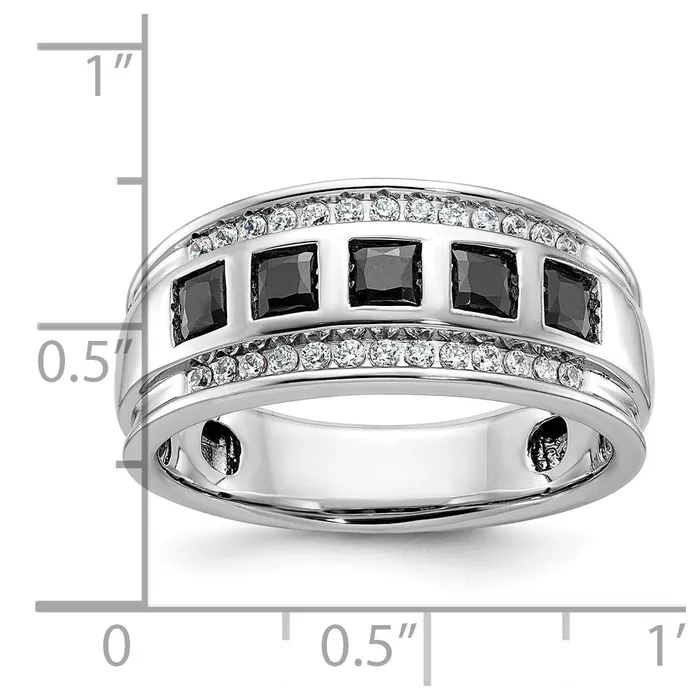 Goldia Rings 14k White Gold Mens 15 carat Black and White Diamond Complete Ring