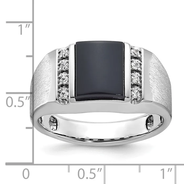 Goldia Rings 14k White Gold Mens Satin Onyx and Diamond Ring Mounting
