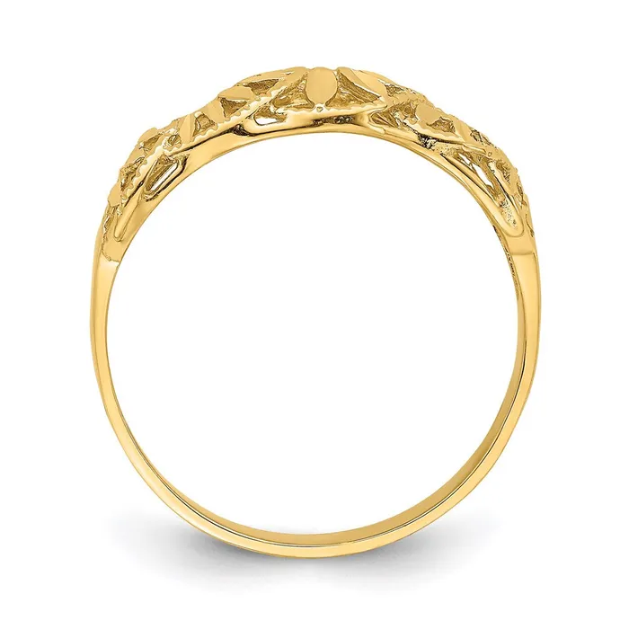 Goldia Rings 14K Yellow Gold Diamondcut CutOut Vine and Leaf Design Dome Ring