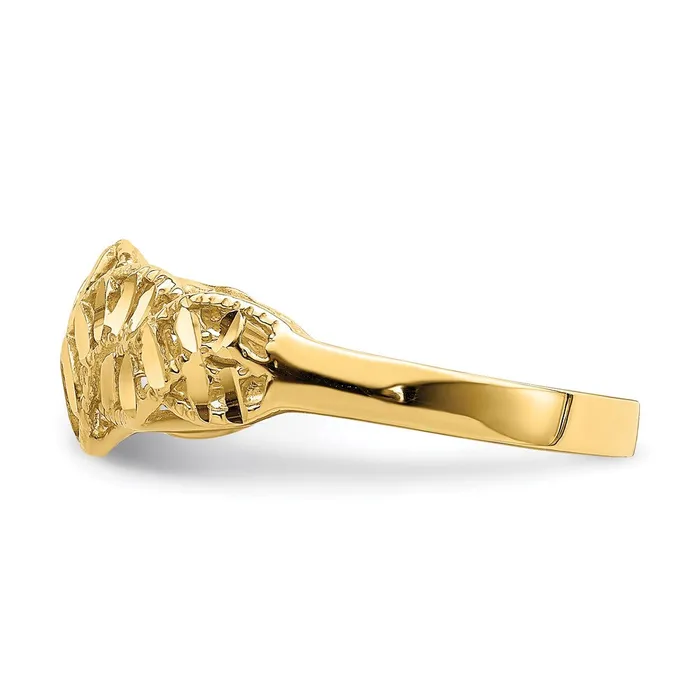 Goldia Rings 14K Yellow Gold Diamondcut CutOut Vine and Leaf Design Dome Ring