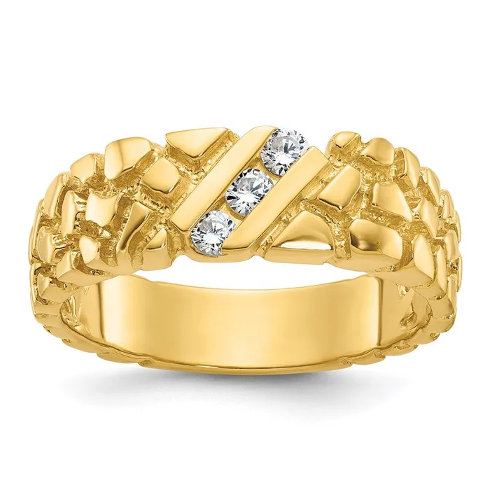 Goldia Rings 14k Yellow Gold Mens 14 carat Diamond Nugget Complete Ring