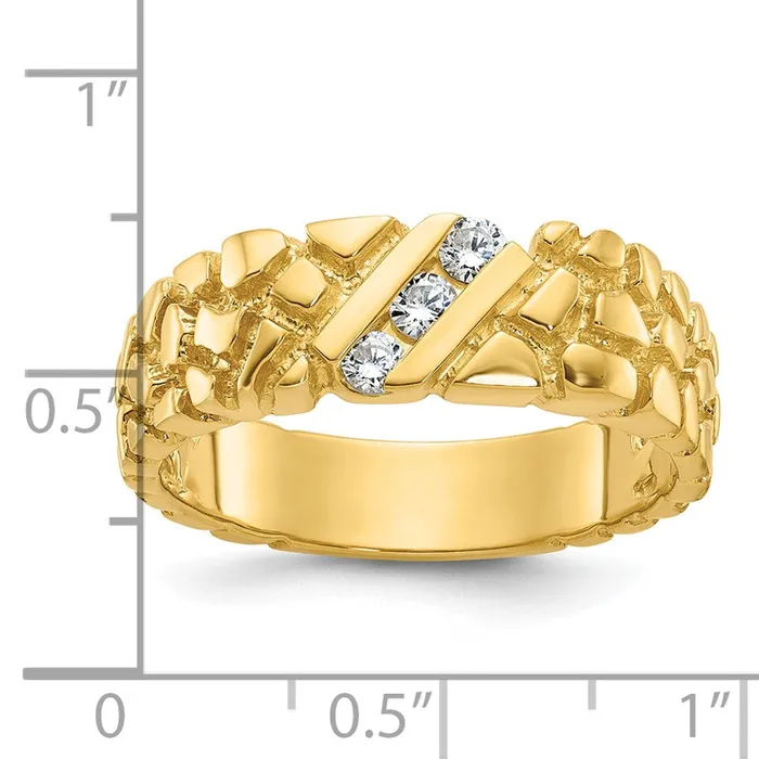 Goldia Rings 14k Yellow Gold Mens 14 carat Diamond Nugget Complete Ring