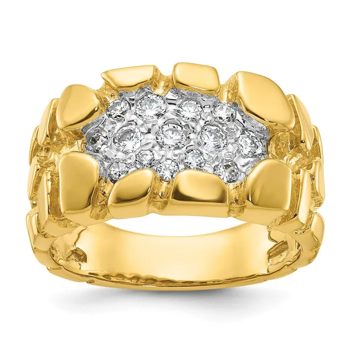 Goldia Rings 14k Yellow Gold Mens Cluster 12 carat Diamond Nugget Complete Ring