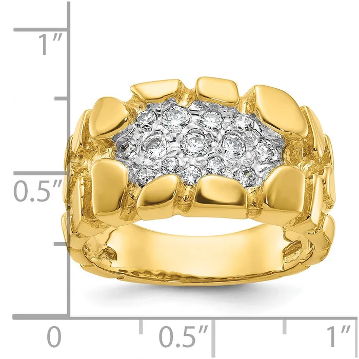 Goldia Rings 14k Yellow Gold Mens Cluster 12 carat Diamond Nugget Complete Ring