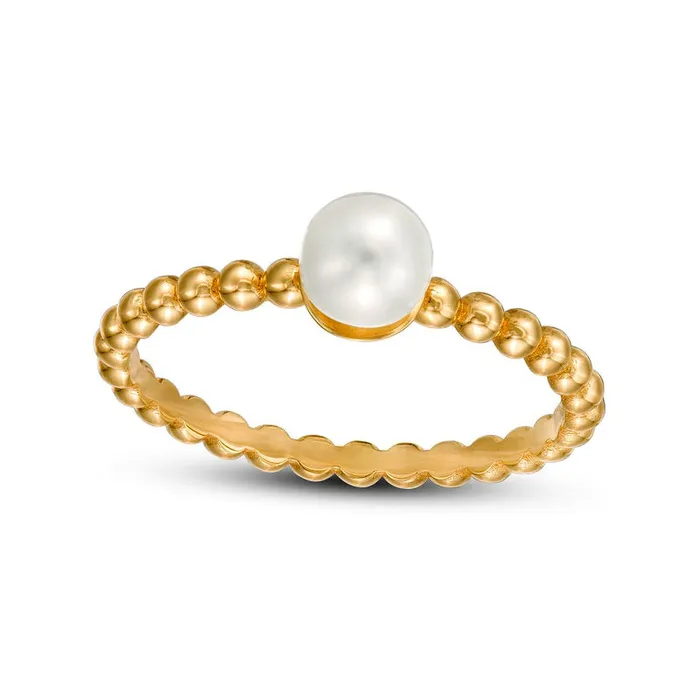 Goldia Rings 50mm Cultured Freshwater Pearl Bead Shank Ring in Solid 10K Yellow Gold