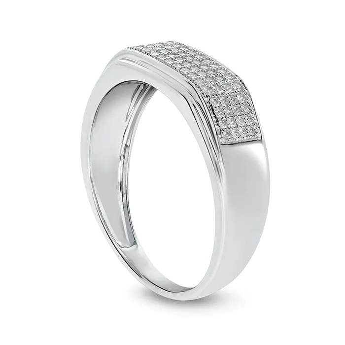Goldia Rings Mens 038 CT TW Natural Diamond Rectangular Wedding Band in Solid 14K White Gold Goldia Rings Mens 038 CT TW Natural Diamond Rectangular Wedding Band in Solid 14K White Gold