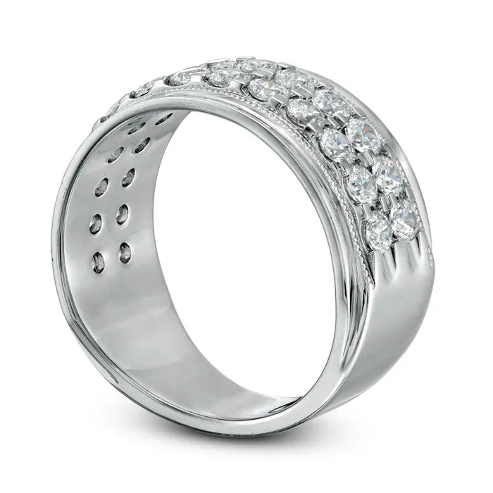 Goldia Rings Mens 20 CT TW Natural Diamond Raised Double Row Anniversary Band in Solid 10K White Gold Goldia Rings Mens 20 CT TW Natural Diamond Raised Double Row Anniversary Band in Solid 10K White Gold