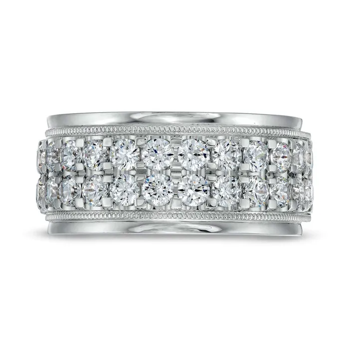 Goldia Rings Mens 20 CT TW Natural Diamond Raised Double Row Anniversary Band in Solid 10K White Gold Goldia Rings Mens 20 CT TW Natural Diamond Raised Double Row Anniversary Band in Solid 10K White Gold
