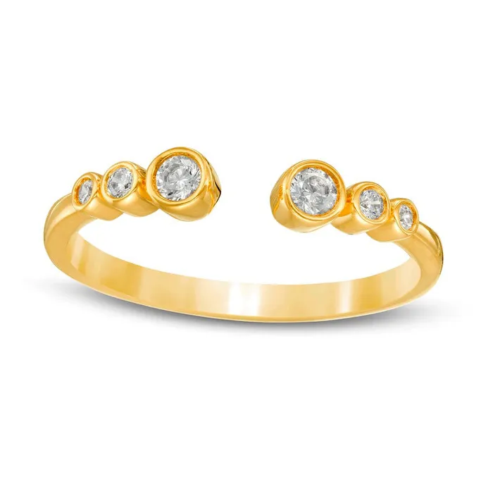 Goldia Rings Remixed Reimagined 017 CT TW Journey Natural Diamond Open Shank Ring in Solid 10K Yellow Gold