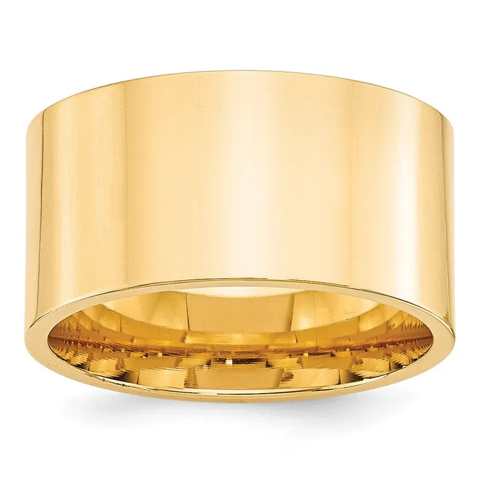 Goldia Rings Solid 10K Yellow Gold 12mm Standard Flat Comfort Fit MensWomens Wedding Band Ring Size 85