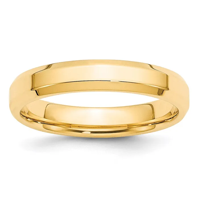 Goldia Rings Solid 10K Yellow Gold 4mm Bevel Edge Comfort Fit MensWomens Wedding Band Ring Size 105