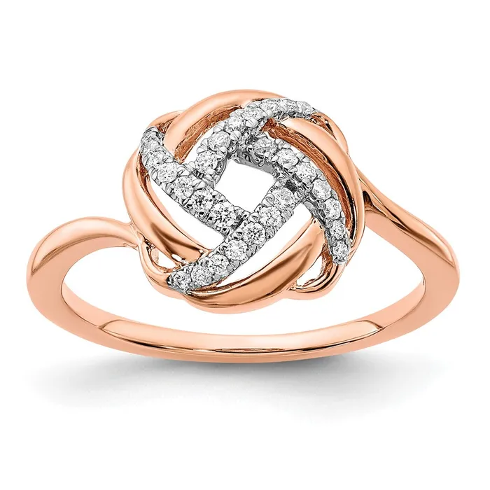 Goldia Rings Solid 14k Rose Gold Polished Simulated CZ Love Knot Ring