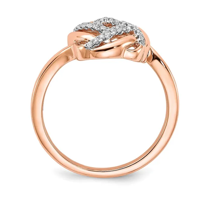 Goldia Rings Solid 14k Rose Gold Polished Simulated CZ Love Knot Ring