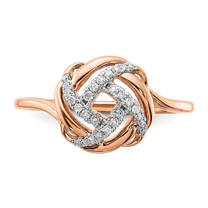 Goldia Rings Solid 14k Rose Gold Polished Simulated CZ Love Knot Ring
