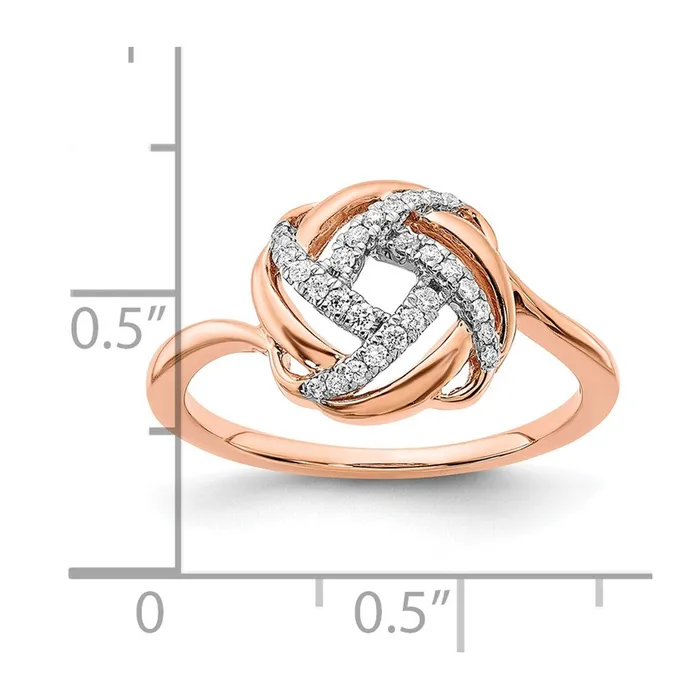 Goldia Rings Solid 14k Rose Gold Polished Simulated CZ Love Knot Ring