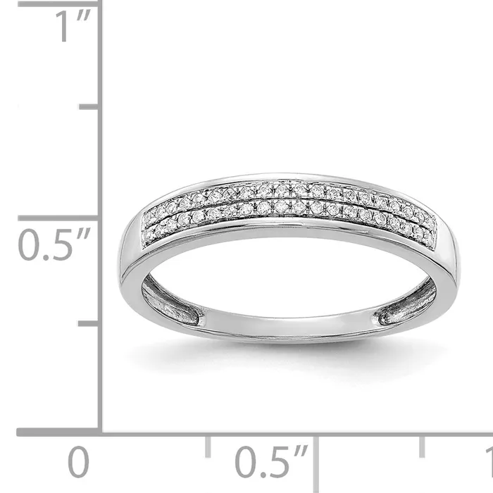 Goldia Rings Solid 14k White Gold 2row Simulated CZ Band
