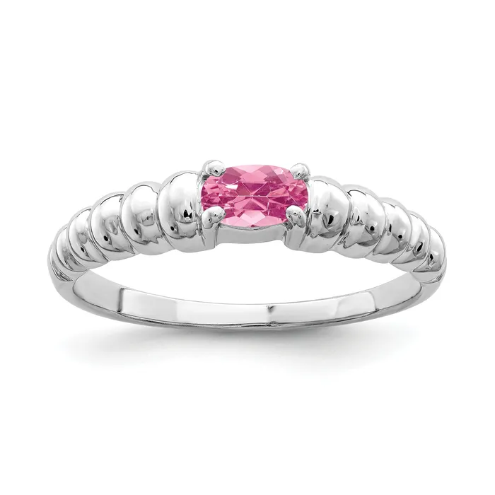 Goldia Rings Solid 14k White Gold 5x3mm Oval Simulated Pink Tourmaline Ring