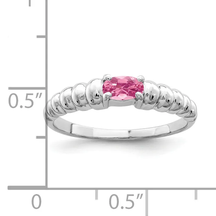 Goldia Rings Solid 14k White Gold 5x3mm Oval Simulated Pink Tourmaline Ring