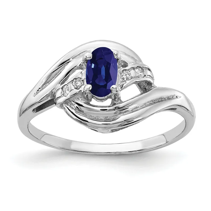 Goldia Rings Solid 14k White Gold 5x3mm Oval Simulated Sapphire AAA CZ Ring