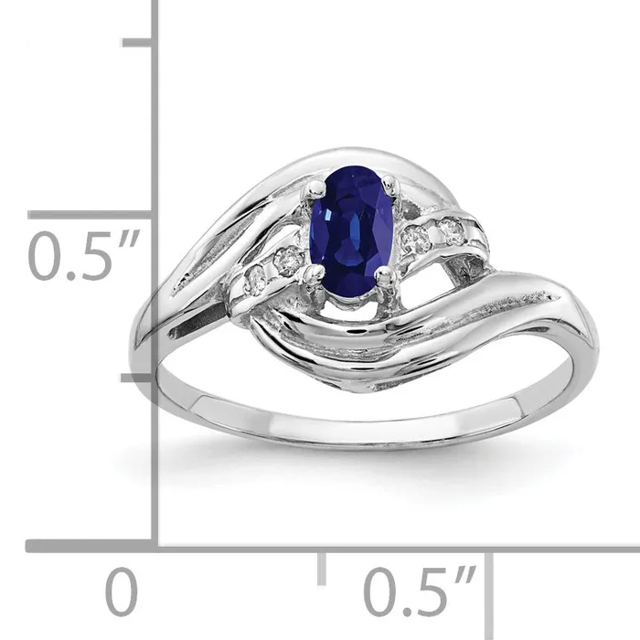 Goldia Rings Solid 14k White Gold 5x3mm Oval Simulated Sapphire AAA CZ Ring