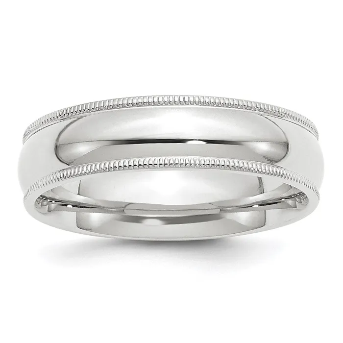 Goldia Rings Solid 14K White Gold 6mm Milgrain Comfort Fit MensWomens Wedding Band Ring Size 55