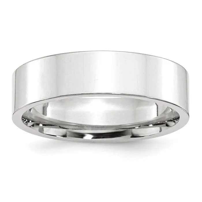 Goldia Rings Solid 14K White Gold 6mm Standard Flat Comfort Fit MensWomens Wedding Band Ring Size 45