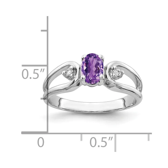 Goldia Rings Solid 14k White Gold 6x4mm Oval Simulated Amethyst A CZ Ring