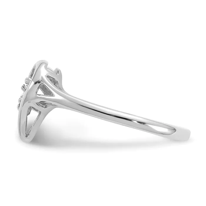 Goldia Rings Solid 14k White Gold A Simulated CZ heart Ring