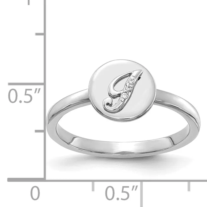 Goldia Rings Solid 14k White Gold Simulated CZ Initial I Ring