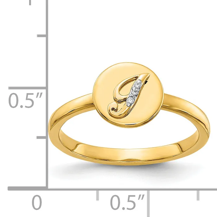 Goldia Rings Solid 14k White Gold Simulated CZ Initial I Ring
