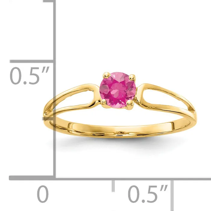 Goldia Rings Solid 14k Yellow Gold 4mm Simulated Pink Tourmaline Ring