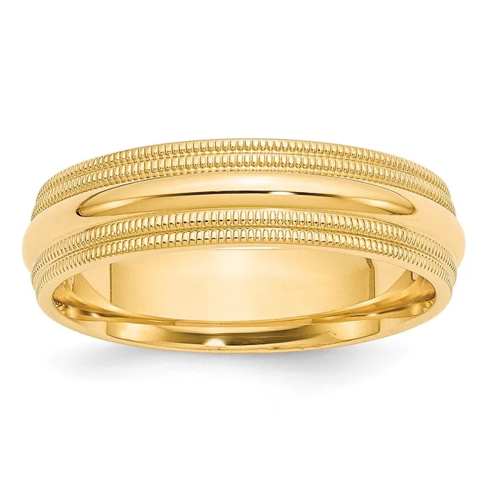 Goldia Rings Solid 14K Yellow Gold 6mm Double Milgrain Comfort Fit MensWomens Wedding Band Ring Size 13 Goldia Rings Solid 14K Yellow Gold 6mm Double Milgrain Comfort Fit MensWomens Wedding Band Ring Size 13