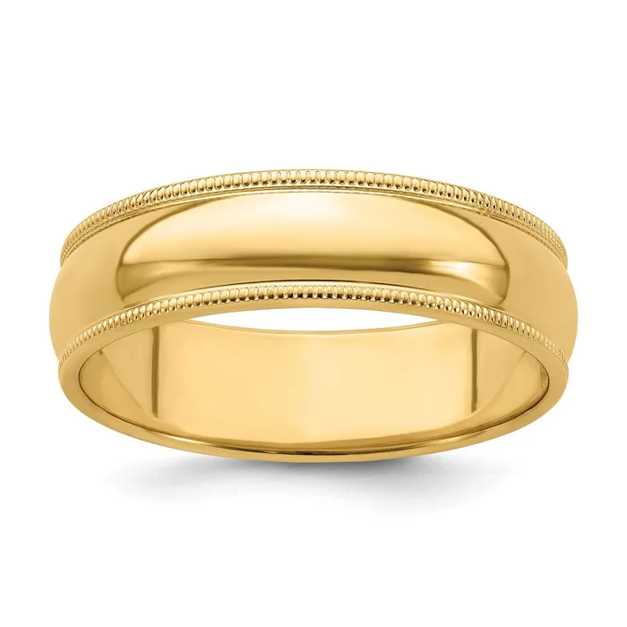 Goldia Rings Solid 14K Yellow Gold 6mm Milgrain Half Round MensWomens Wedding Band Ring Size 13 Goldia Rings Solid 14K Yellow Gold 6mm Milgrain Half Round MensWomens Wedding Band Ring Size 13