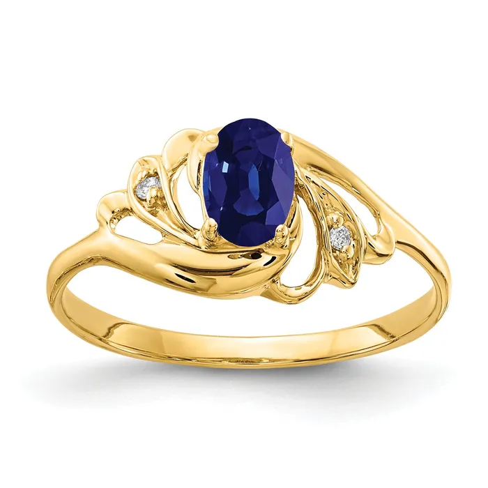 Goldia Rings Solid 14k Yellow Gold 6x4mm Oval Simulated Sapphire AA CZ Ring
