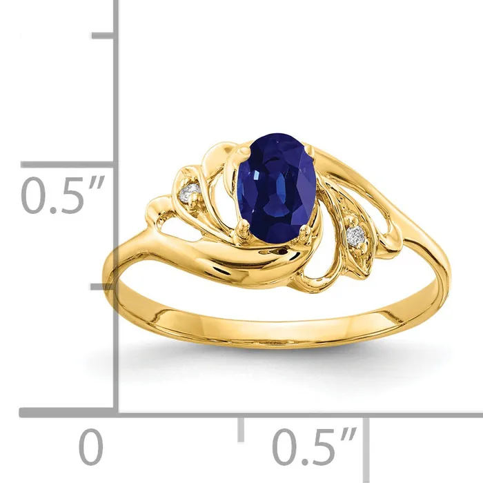 Goldia Rings Solid 14k Yellow Gold 6x4mm Oval Simulated Sapphire AA CZ Ring