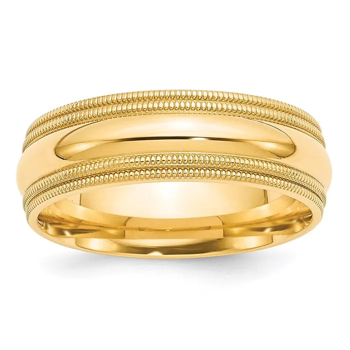 Goldia Rings Solid 14K Yellow Gold 7mm Double Milgrain Comfort Fit MensWomens Wedding Band Ring Size 135 Goldia Rings Solid 14K Yellow Gold 7mm Double Milgrain Comfort Fit MensWomens Wedding Band Ring Size 135
