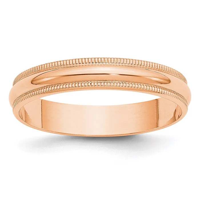 Goldia Rings Solid 14K Yellow Gold Rose Gold 4mm Light Weight Milgrain Half Round MensWomens Wedding Band Ring Size 105 Goldia Rings Solid 14K Yellow Gold Rose Gold 4mm Light Weight Milgrain Half Round MensWomens Wedding Band Ring Size 105