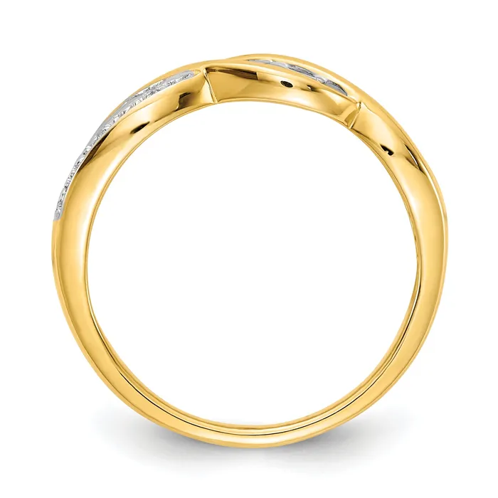Goldia Rings Solid 14k Yellow Gold wRhodium Simulated CZ MOM Ring