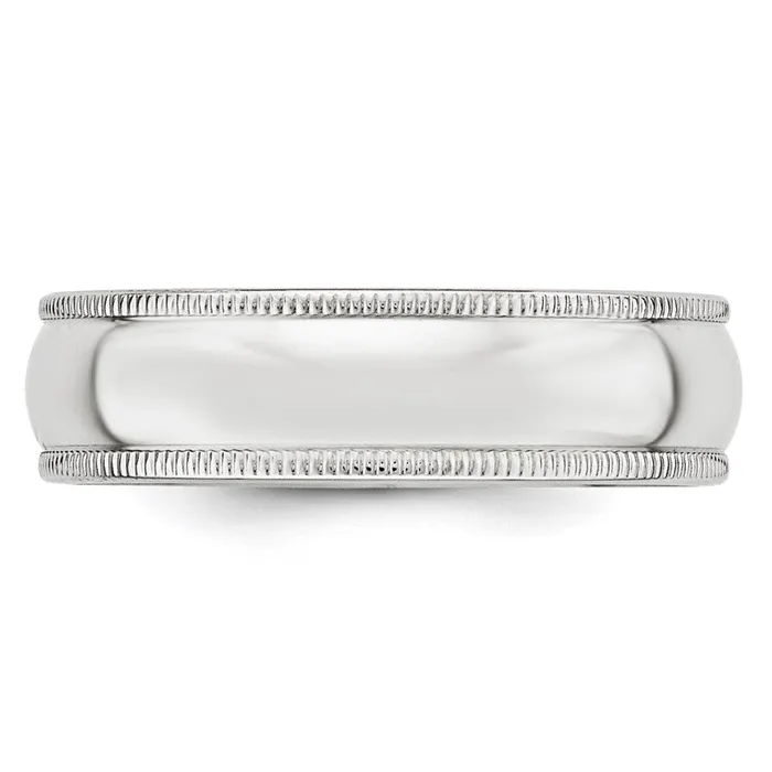 Goldia Rings Solid 18K White Gold 6mm Milgrain Half Round MensWomens Wedding Band Ring Size 14 Goldia Rings Solid 18K White Gold 6mm Milgrain Half Round MensWomens Wedding Band Ring Size 14