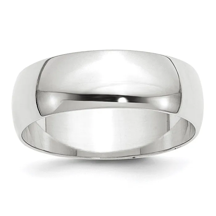 Goldia Rings Solid 18K White Gold 7mm Light Weight Half Round MensWomens Wedding Band Ring Size 10