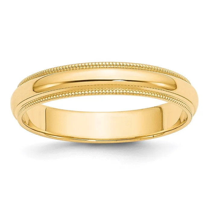 Goldia Rings Solid 18K Yellow Gold 4mm Milgrain HalfRound Wedding MensWomens Wedding Band Ring Size 75