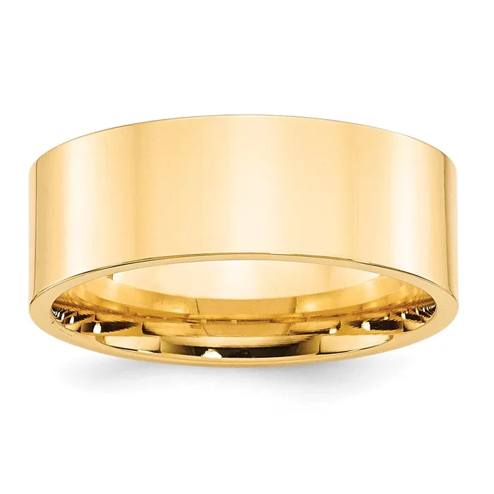 Goldia Rings Solid 18K Yellow Gold 8mm Standard Flat Comfort Fit MensWomens Wedding Band Ring Size 85