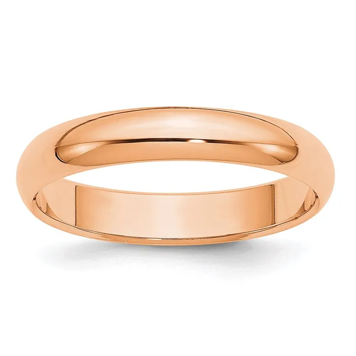 Goldia Rings Solid 18K Yellow Gold Rose Gold 4mm HalfRound Wedding MensWomens Wedding Band Ring Size 12