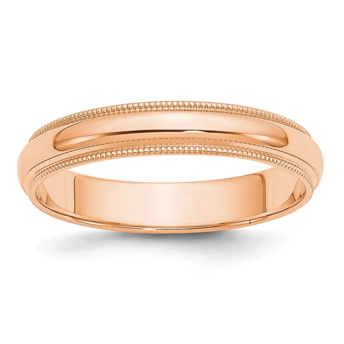 Goldia Rings Solid 18K Yellow Gold Rose Gold 4mm Milgrain HalfRound Wedding MensWomens Wedding Band Ring Size 45