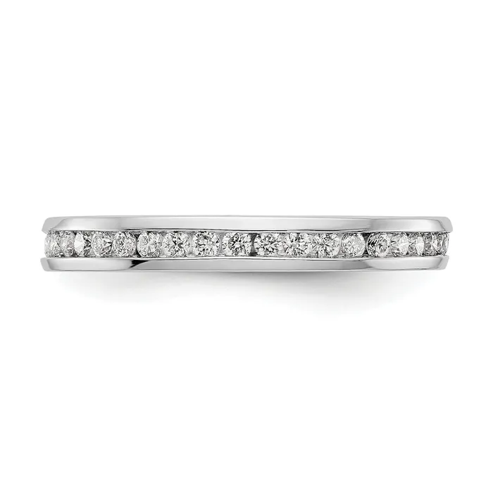 Goldia Rings Solid Real 14k White Gold Polished 12ct Channel Set CZ Eternity Wedding Band Ring