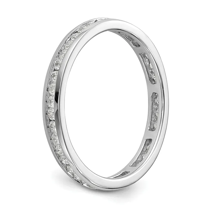 Goldia Rings Solid Real 14k White Gold Polished 12ct Channel Set CZ Eternity Wedding Band Ring