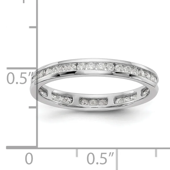 Goldia Rings Solid Real 14k White Gold Polished 12ct Channel Set CZ Eternity Wedding Band Ring