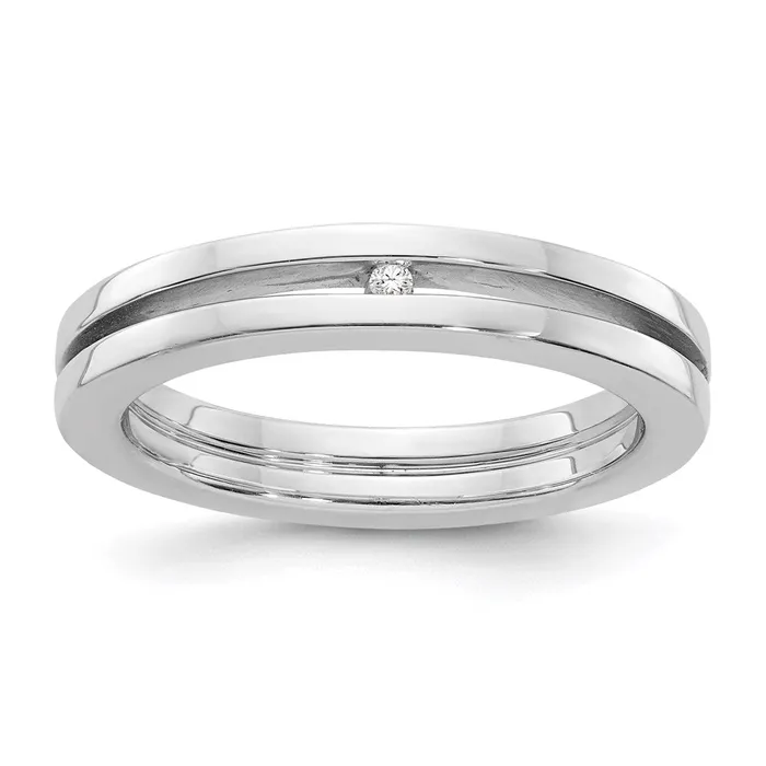 Goldia Rings SS White Ice 01ct Grooved Diamond Ring