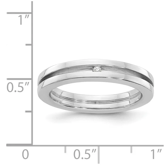 Goldia Rings SS White Ice 01ct Grooved Diamond Ring